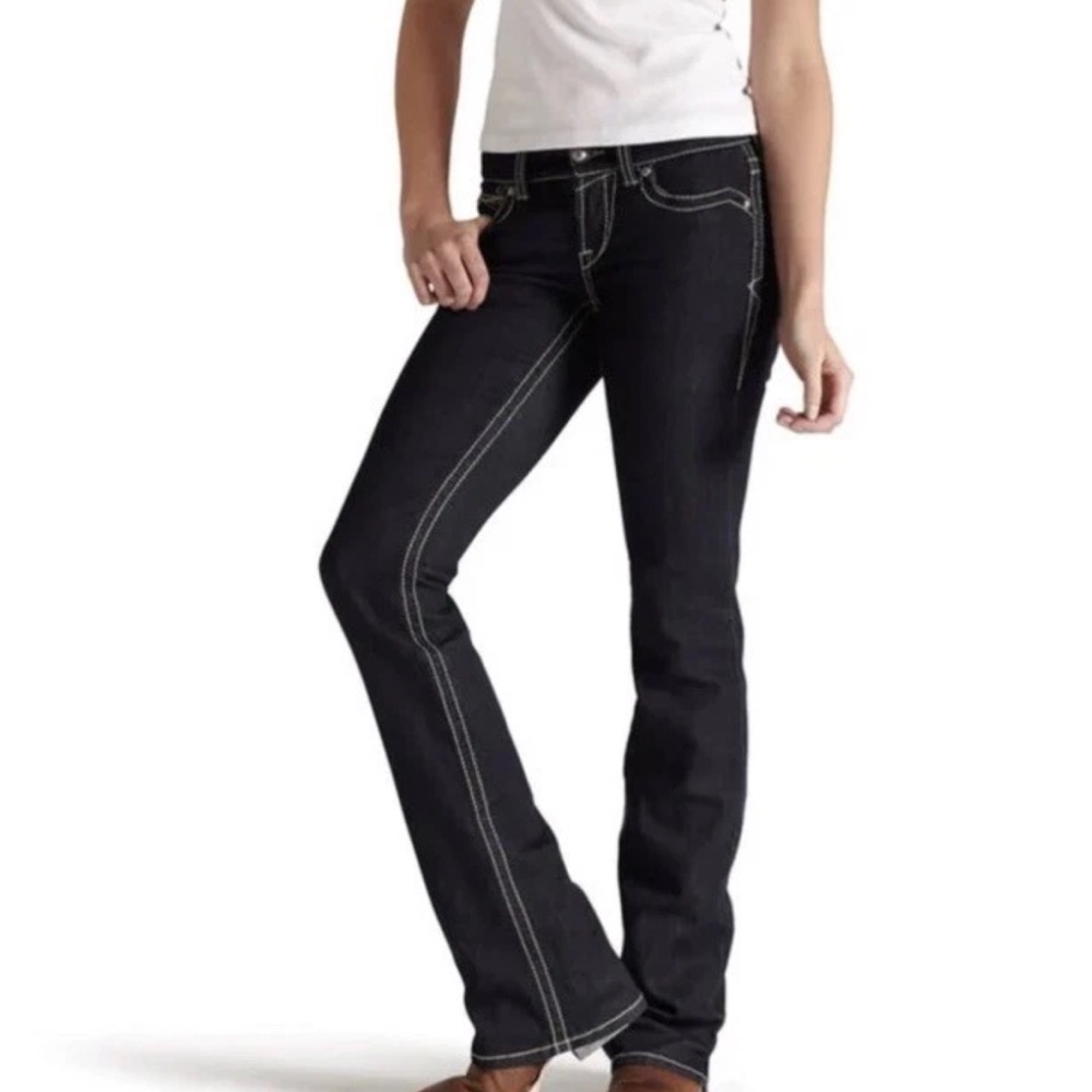 ARIAT WOMEN'S R.E.A.L THE PERFECT RIDING JEAN Blue Size 30 Short Cotton Blend